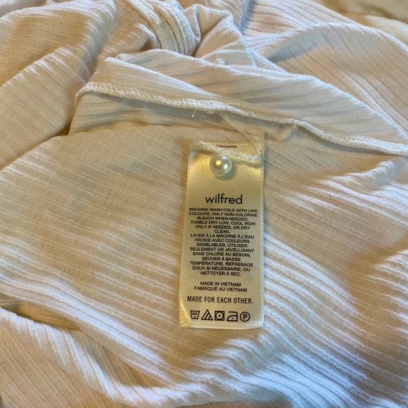 Aritzia Wilfred Button Down Ribbed White Long Sleeve Top XXS - Picture 6 of 7
